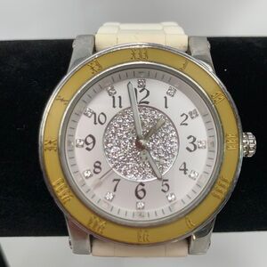 Juicy Couture Glitter Crystal Watch - White/Silver/Gold, Stainless Steel